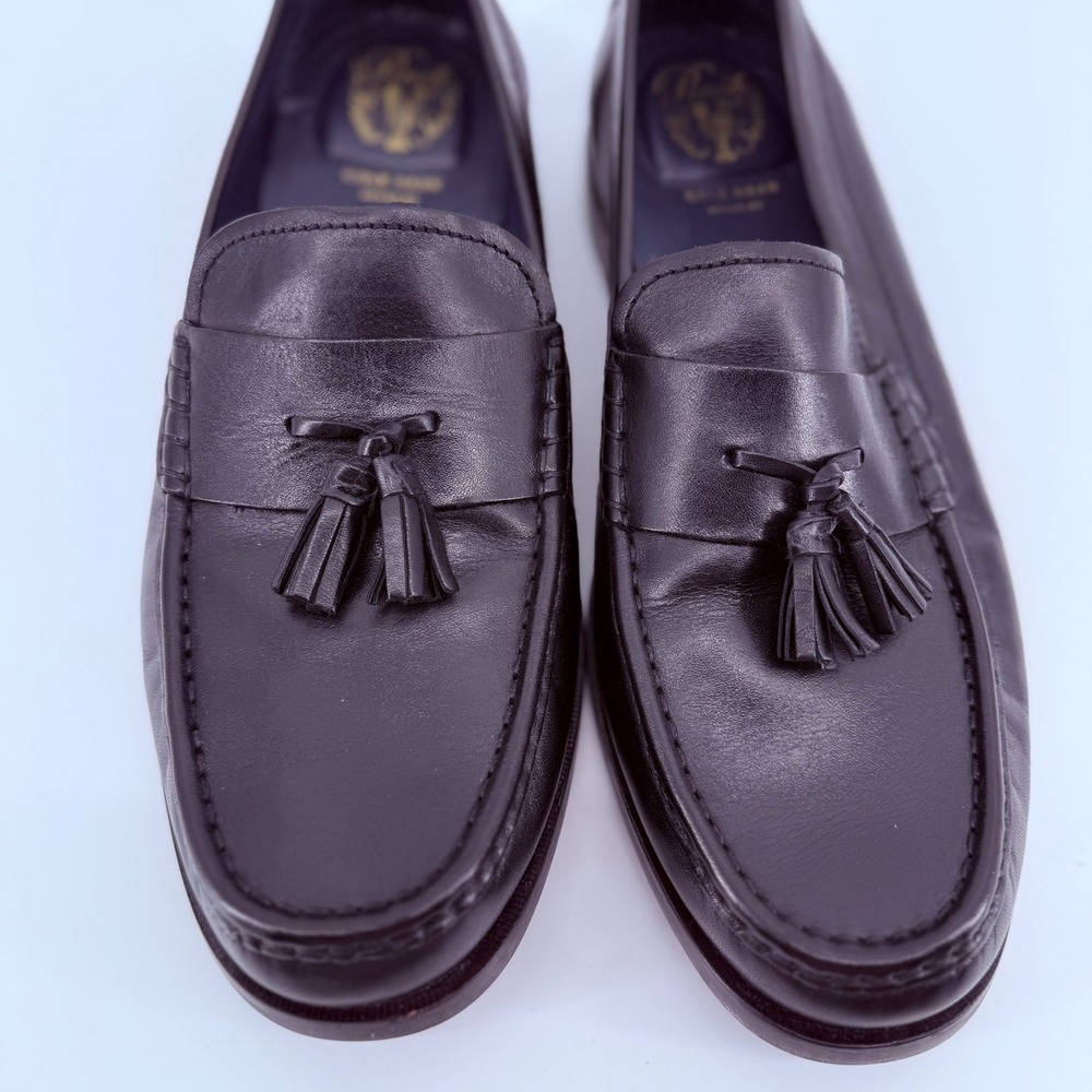 Cole Haan Mens Pinch Tassel Loafers Burgundy Leather Dress Shoes 9.5M
